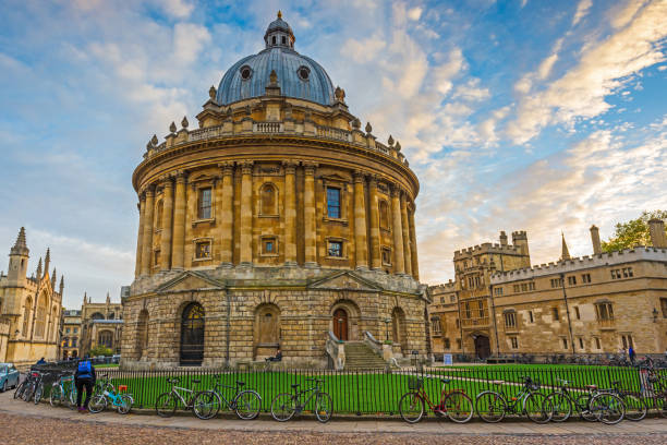 The Radcliffe Camera and All Souls College in Oxford, Oxfordshire, England UK Wide angle view  of The Radcliffe Camera and All Souls College in Oxford, Oxfordshire, England UK radcliffe camera stock pictures, royalty-free photos & images