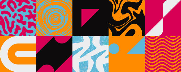 Distress Textures Abstract Vector Set Distress texture set made from rough backgrounds, dirty materials, organic structure, hand-drawn elements. Abstract vector composition useful for prints, fashion design, textile, invitation artwork. photocopy noise texture stock illustrations