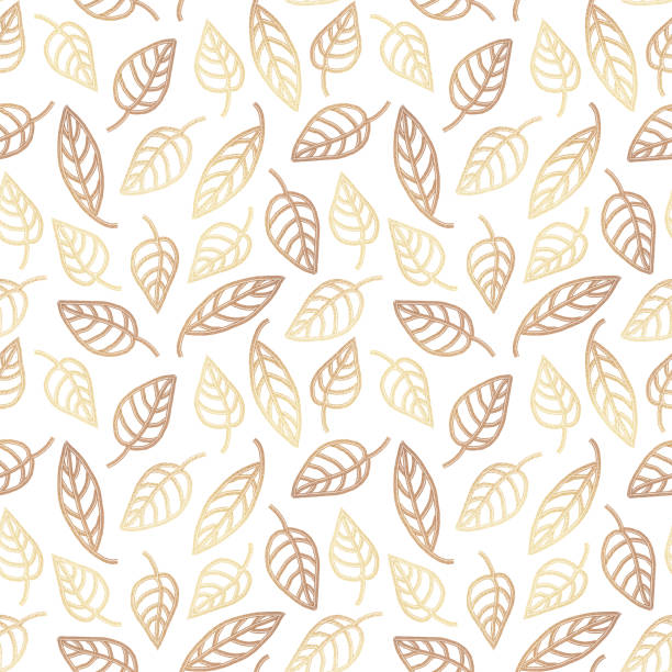 bezszwowy wzór ze złotymi liśćmi, ilustracja w stylu art deco - scroll shape flower floral pattern grunge stock illustrations