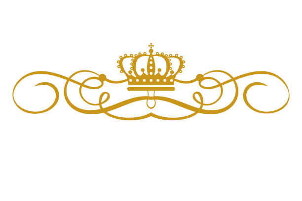 элементы дизайна (ru) королевский стиль золото на белом фоне изолированное векторное изображение - crown frame gold swirl stock illustrations