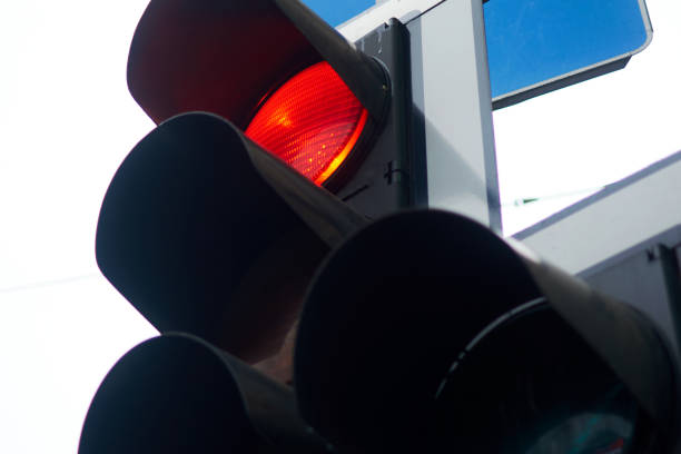 istock Traffic light red on a city street. 1226027794