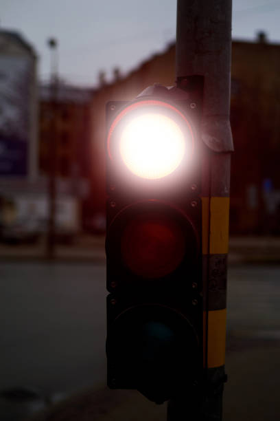 istock Traffic light red on a city street. 1226027797