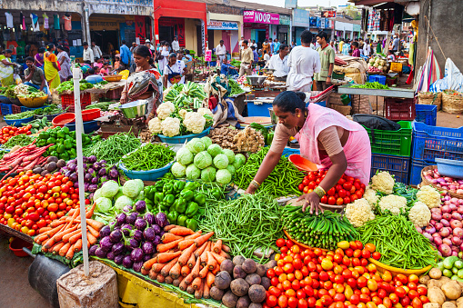 GOA, INDIA - APRIL 06, 2012: Fruts and vegetables at the local market in India