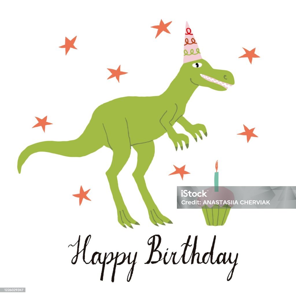 Thiệp Chúc Mừng Happy Birthday Với Chú Khủng Long Xanh Dễ Thương ...