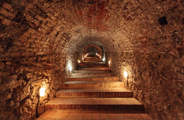 underground staircase in tunnel - trnava imagens e fotografias de stock