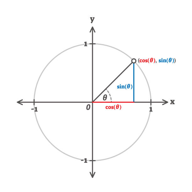ilustrações, clipart, desenhos animados e ícones de diagrama de exemplo trigonometria cosino, sino e tangente - cosinus