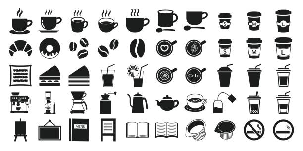 ilustrações de stock, clip art, desenhos animados e ícones de set of various icons for cafe - japanese maple