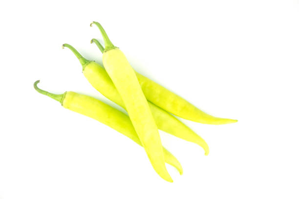 Green banana peppers (Prik-Yoek in Thailand) isolated on a white background