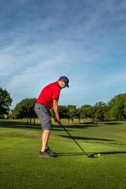 istock Man teeing off in the tee box, playing golf 1226047978