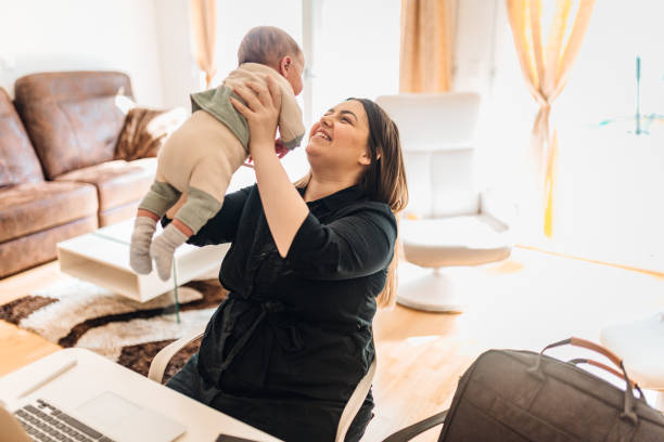 istock Mother works in the home office 1226049039