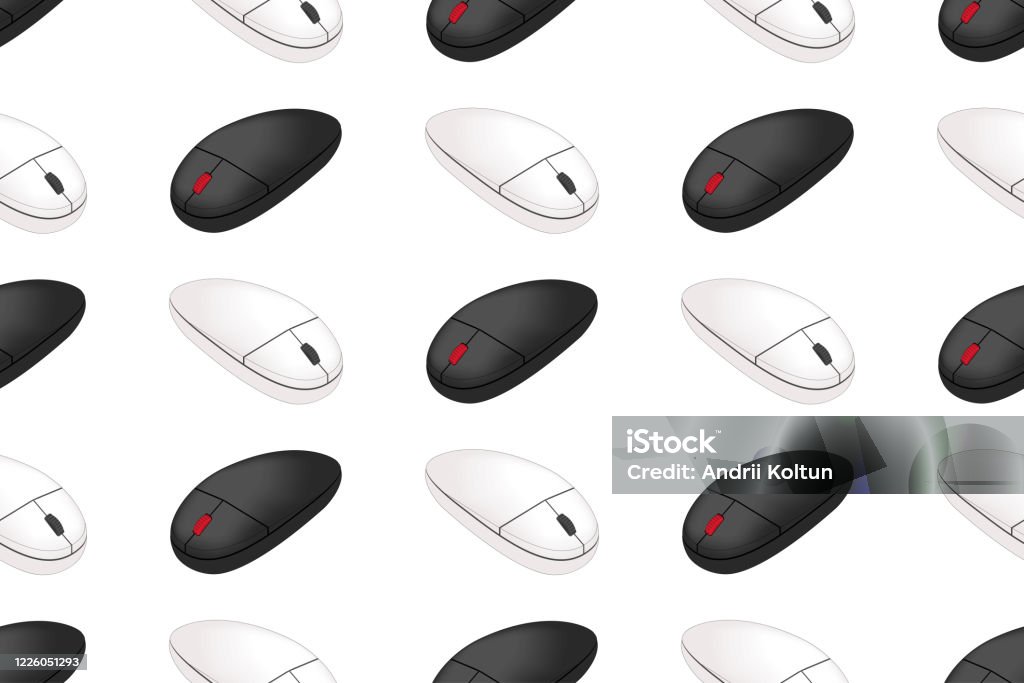 Computer Mouse Patterned Realistic 3d Black And White Optical Computer Mouse Seamless Pattern Pc ...