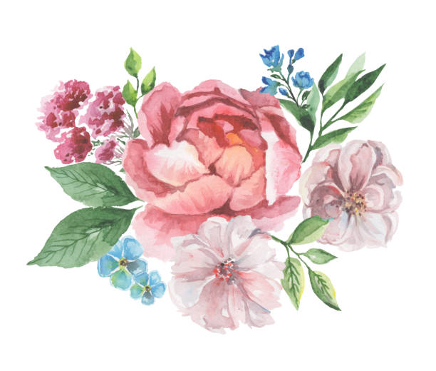 istock watercolor flowers for design card, postcard, textile, flyer 1226056011