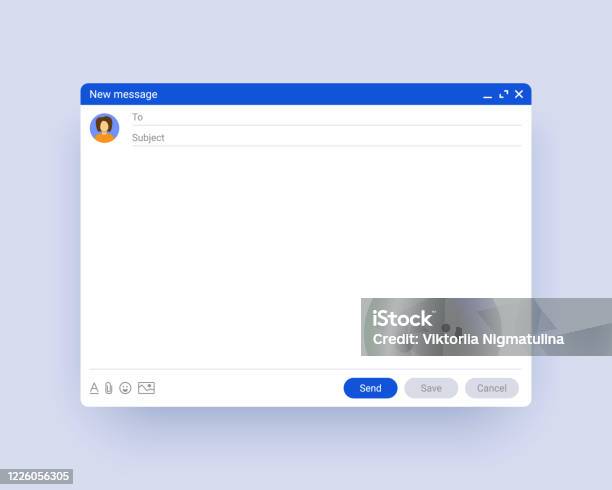 Email Window Template New Message Interface Mockup Computer Desktop ...