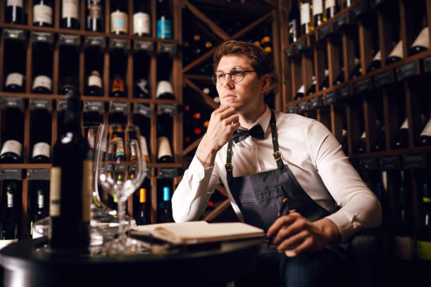 istock Immersed alcohol critic fixedly gazing at wine 1226059380