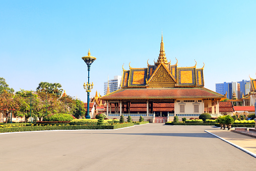 Pavilion in garden of Royal Palace complex, Phnom Penh, Cambodia
