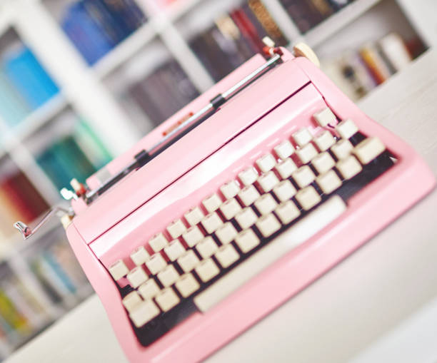 istock Modern home office with beautiful pink vintage typewriter 1226065464