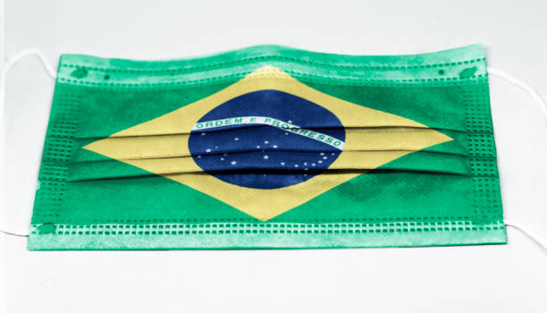 istock surgical mask with the national flag of Brazil printed 1226066607