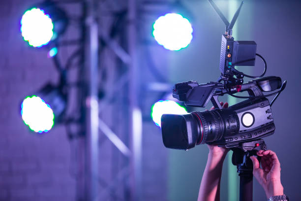 istock High definition cinema camera on a movie set. 1226066827