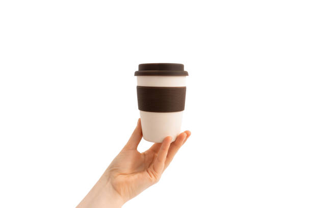 istock Bamboo reusable cups for coffee or tea to go. Isolated on white. 1226067566