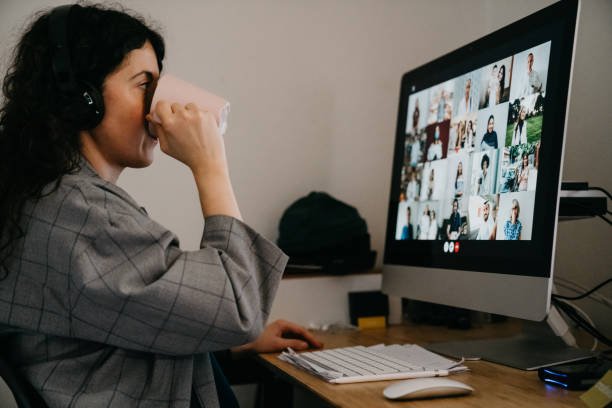 istock Young woman having a video call with her colleagues 1226068239