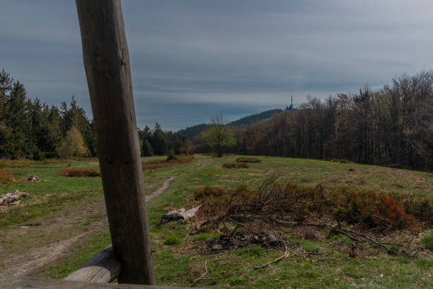 Velka Polana green spring meadows under Radhost hill in Beskydy fresh mountains
