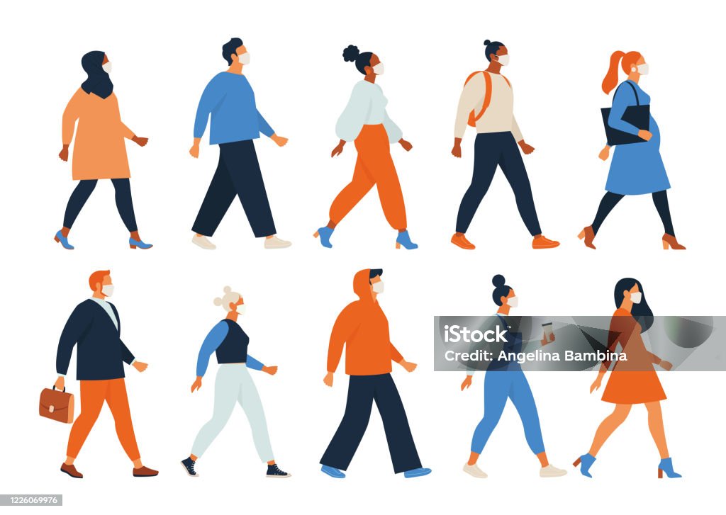 Crowd Of People Wearing Face Masks Men Women Teens Use Virus Preventive  Measures Infected Persons Among Healthy Coronavirus Pandemic Epidemic  Disease Colorful Illustration In Flat Cartoon Style Stock Illustration -  Download Image