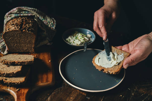 istock Fresh Homemade Brown Bread with Cream Cheese 1226071028