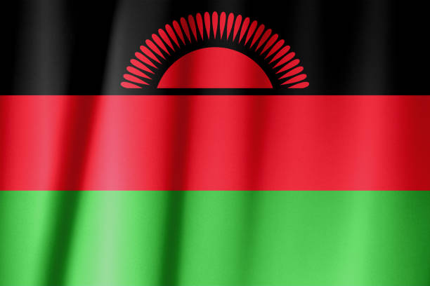 マラウイのシルクフラッグ。シルク織物のマラウイ旗。 - republic of malawi ストックフォトと画像
