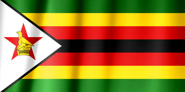the national flag of the republic of zimbabwe (formally known as southern rhodesia from 1895 to 1980) - southern rhodesia imagens e fotografias de stock