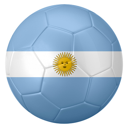 A football or soccer ball in the colors of the flag of Argentina