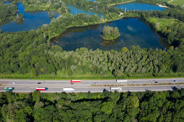 istock Traffic on Highway from Above, Beautiful Landscape 1226077615
