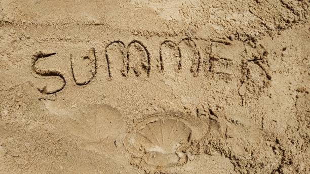 istock word summer on yellow sand 1226079000