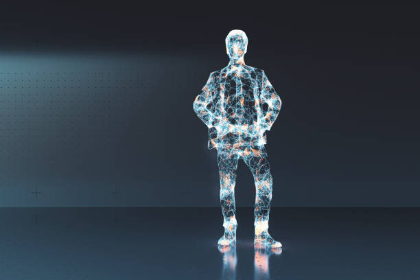 istock Futuristic wire-frame of businessman standing 1226080265