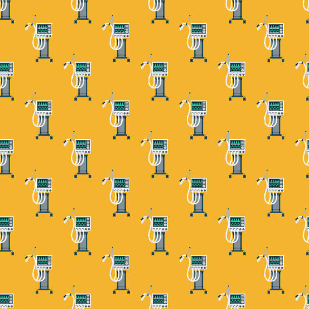 Ventilator COVID-19 Coronavirus Pattern A seamless pattern created from a single flat design icon, which can be tiled on all sides. File is built in the CMYK color space for optimal printing and can easily be converted to RGB. No gradients or transparencies used, the shapes have been placed into a clipping mask. ventilator background stock illustrations