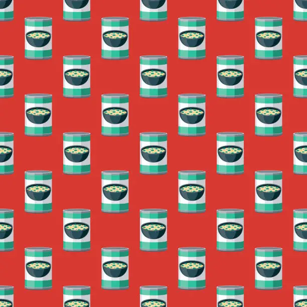 Vector illustration of Canned Cream of Broccoli Soup Food Pattern
