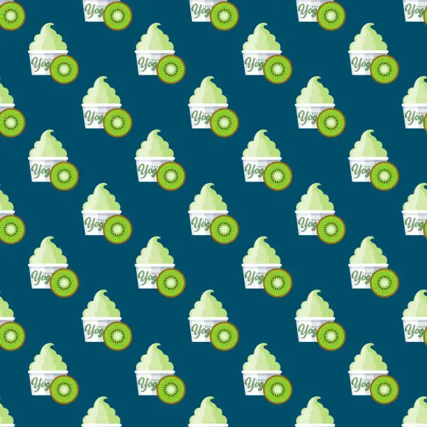 Vector illustration of Kiwi Frozen Yogurt Pattern