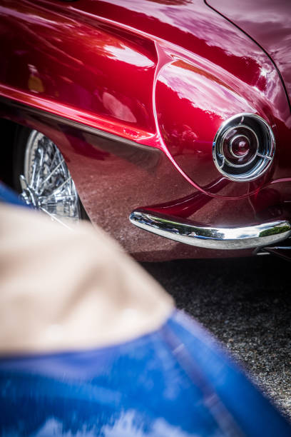 istock Red tail light of a classical vintage car 1226086496