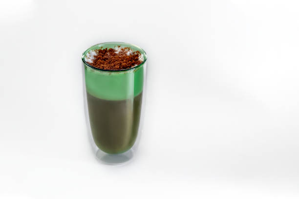 Coconut milk shake with foam on the table