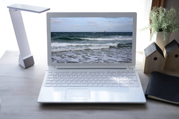 istock Laptop with sea on the screen 1226087987