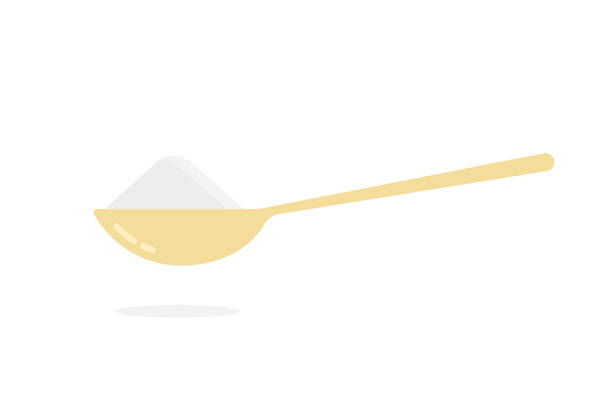 плоская ложка стиля с сахаром или солью - sugar spoon salt teaspoon stock illustrations