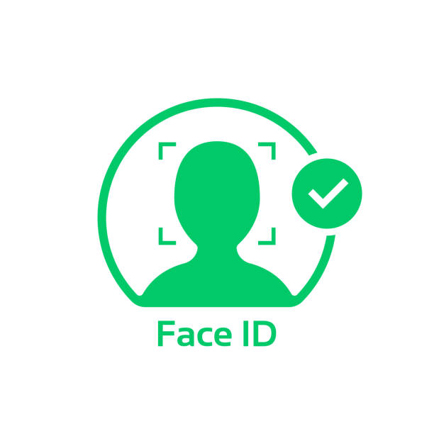 顔 id 承認グリーン - 顔認証点のイラスト素材／クリップアート素材／マンガ素材／アイコン素材