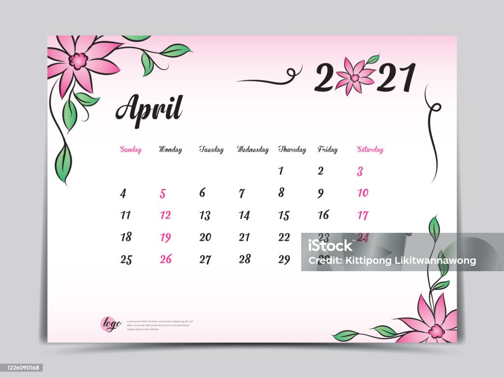 Kalender 2021 Sjabloon Roze Bloem Concept Creatief Ontwerp April 2021 Maand  Eenvoudige Bureau Kalender Ontwerp Week Begint Vanaf Zondag Vector Eps10  Stockvectorkunst En Meer Beelden Van 2020 - Istock