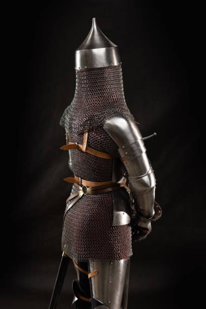 istock Mannequin man with a beard in a helmet and armor of a knight 1226091839