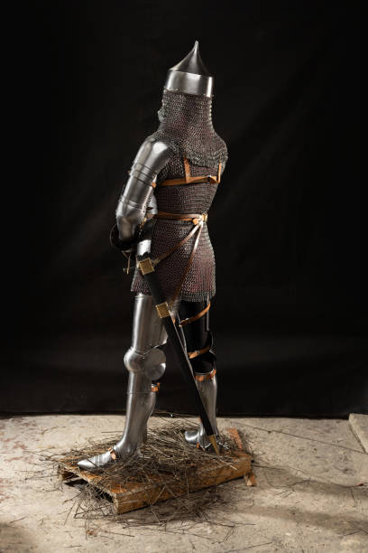 istock Mannequin man with a beard in a helmet and armor of a knight 1226091855