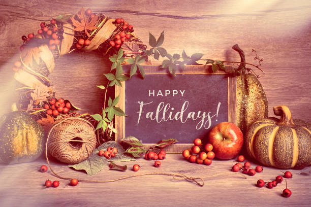 istock Autumn rustic decorations with text 