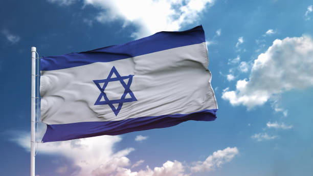 istock Israel flag on beautiful sky background. 3D illustration 1226096780