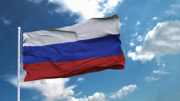 istock Russia flag on beautiful sky background. 3D illustration 1226096787