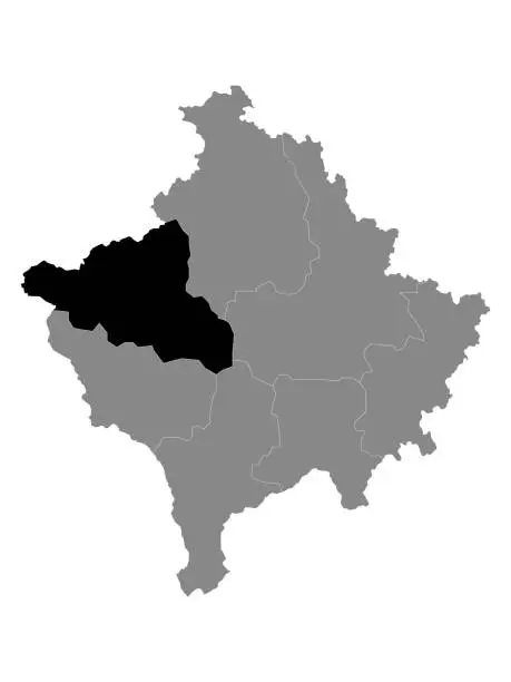 Vector illustration of Location Map of Peja/Peć District