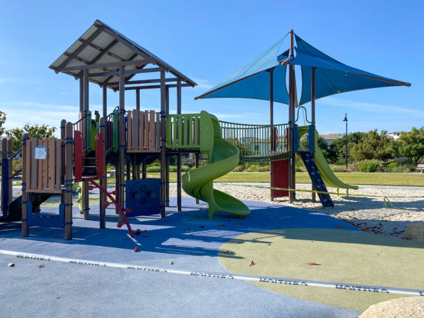 istock Closed playground for kids due to Covid 19. Coronavirus virus panic and quarantine 1226100795