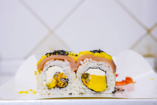 Eating sushi on the street in Naples